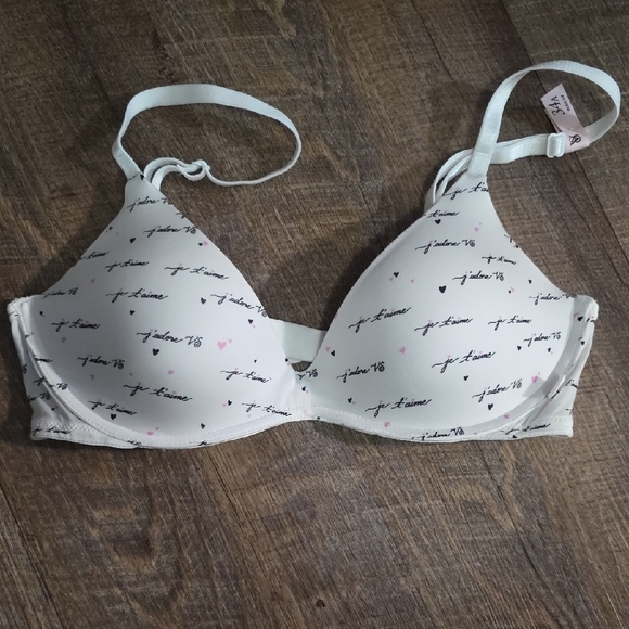 Victoria's Secret Other - Victoria's Secret White and Black Script Bra Padded No Wire.